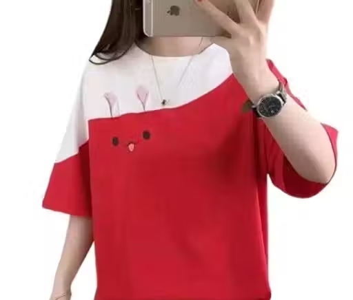 Women's Pikachu Print Oversized T-Shirt – Red