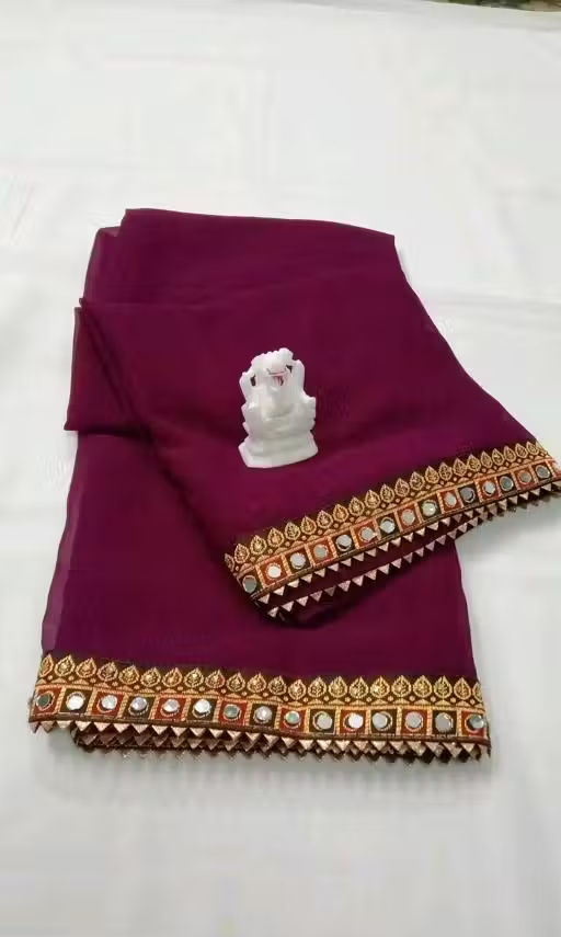 NEW Georgette MIRROR LACE SAREE