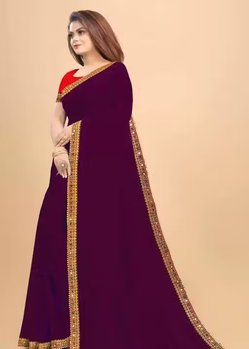 NEW Georgette MIRROR LACE SAREE - Image 4