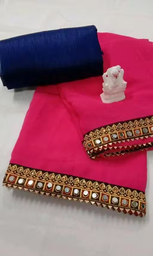 NEW Georgette MIRROR LACE SAREE