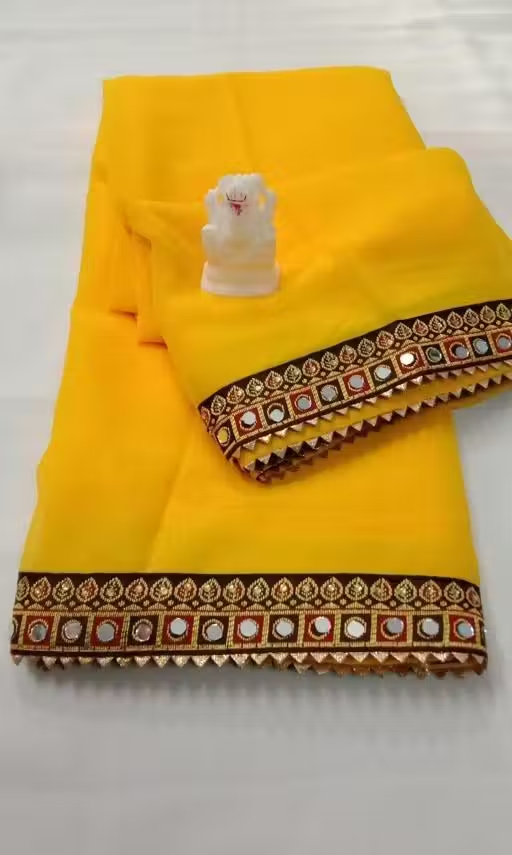 NEW Georgette MIRROR LACE SAREE
