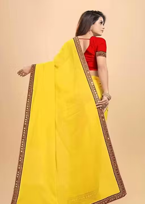 NEW Georgette MIRROR LACE SAREE - Image 3