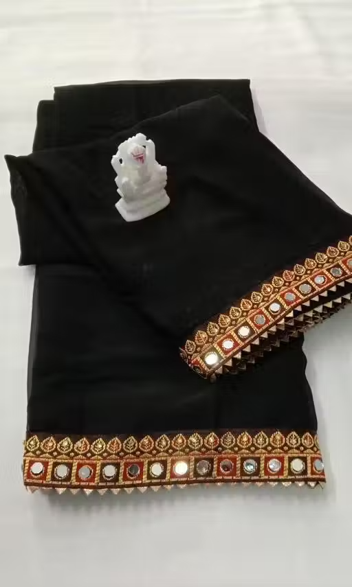 NEW Georgette MIRROR LACE SAREE - Image 2