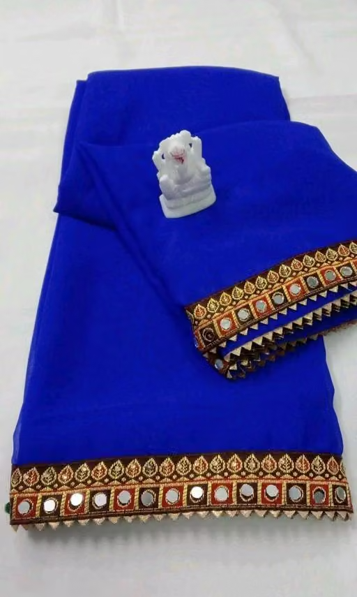 NEW Georgette MIRROR LACE SAREE - Image 2