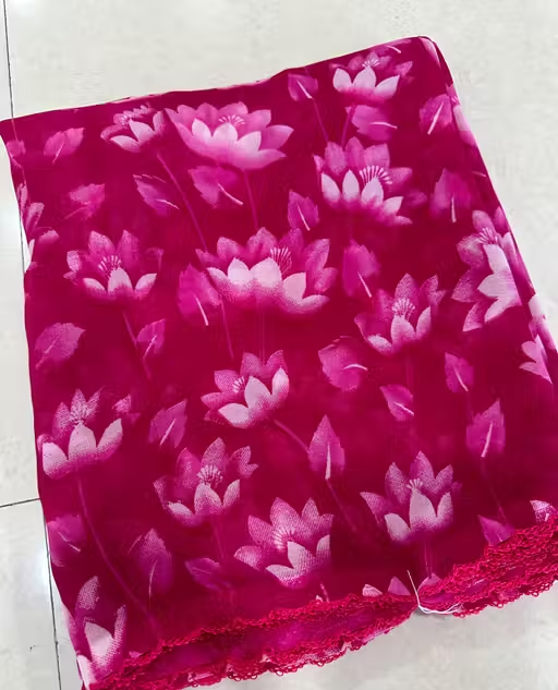 Georgette Printed Saree (With Lace)