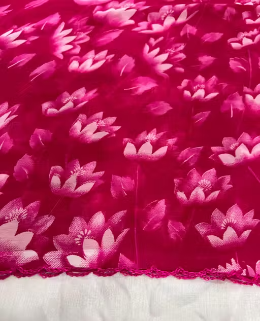 Georgette Printed Saree (With Lace) - Image 3