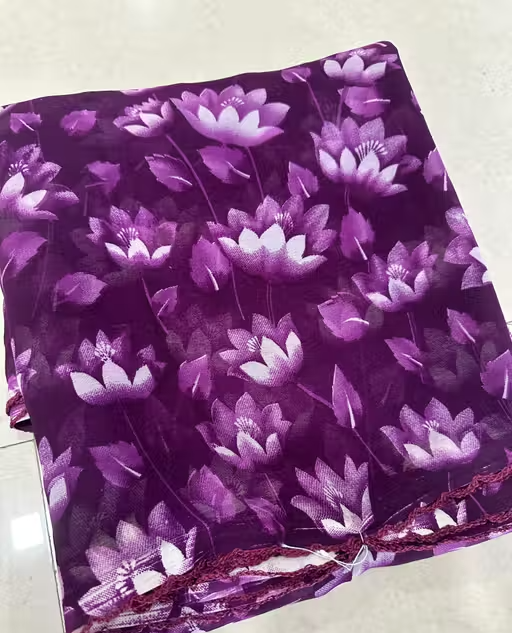 Georgette Printed Saree (With Lace)