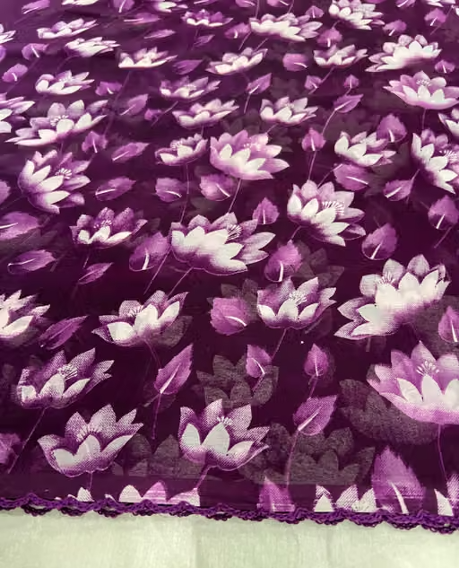 Georgette Printed Saree (With Lace) - Image 3