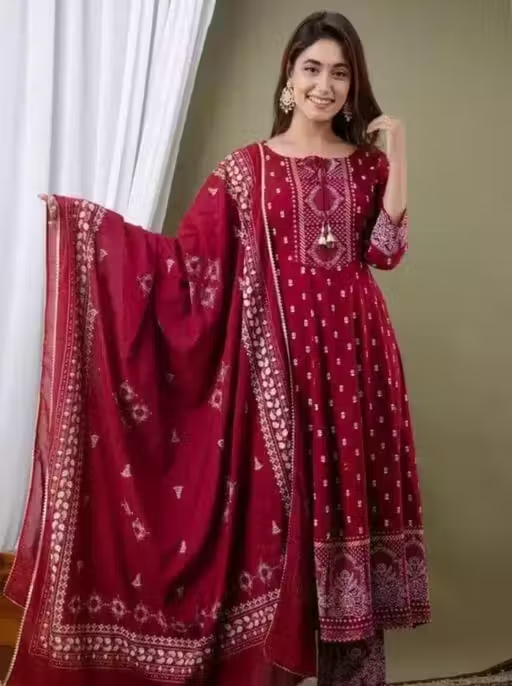 Printed Rayon Kurta Set for Women