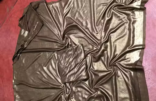 Coffee Lycra Blend Saree With Blouse - Image 4