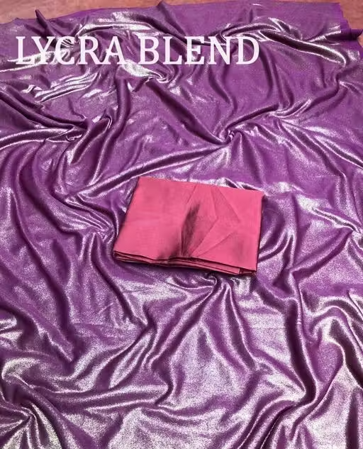 Wine Coloured Lycra Blend Saree With Blouse - Image 2