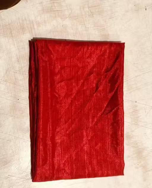 Wine Coloured Lycra Blend Saree With Blouse - Image 3