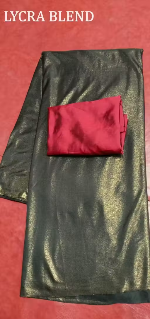 Black Lycra Blend Saree With Blouse - Image 2