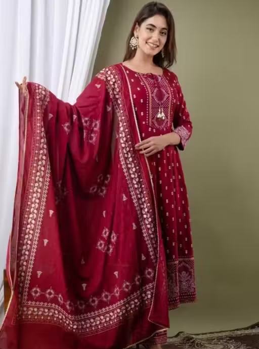 Printed Rayon Kurta Set for Women - Image 2