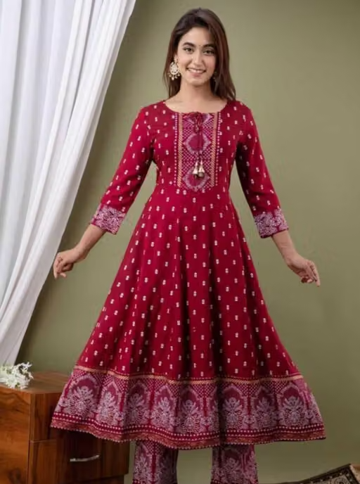Printed Rayon Kurta Set for Women - Image 3
