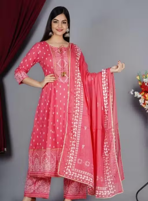Printed Rayon Kurta Set for Women