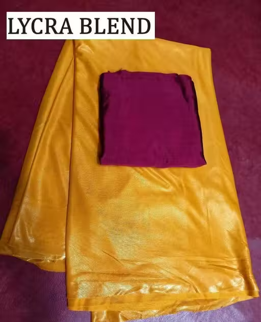 Yellow Lycra Blend Saree With Blouse - Image 2