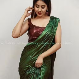 Lycra Green saree with Blouse