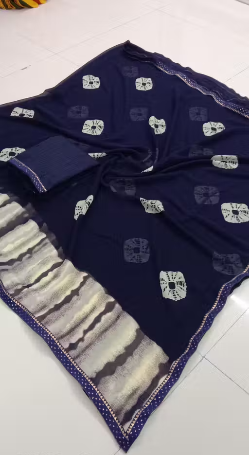 Latest Pure Geograte Saree With Sibori Printed , Trendy Georgette Saree For Women , Low Budget Saree , With Blouse Saree , Soft Geograte , Best Choice Indian People