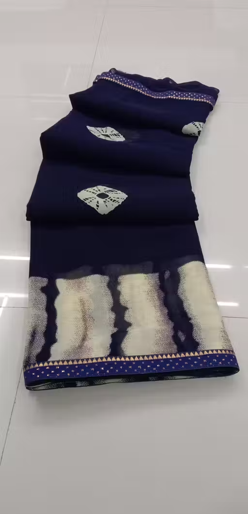 Latest Pure Geograte Saree With Sibori Printed , Trendy Georgette Saree For Women , Low Budget Saree , With Blouse Saree , Soft Geograte , Best Choice Indian People - Image 2