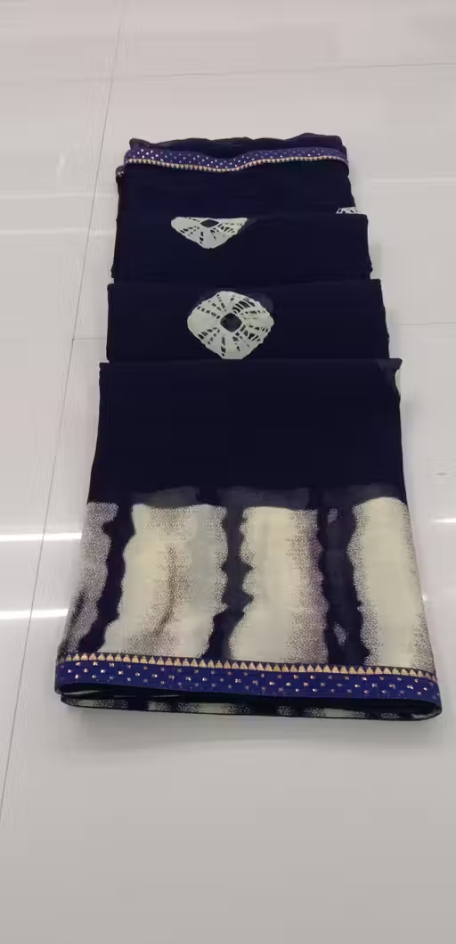 Latest Pure Geograte Saree With Sibori Printed , Trendy Georgette Saree For Women , Low Budget Saree , With Blouse Saree , Soft Geograte , Best Choice Indian People - Image 3
