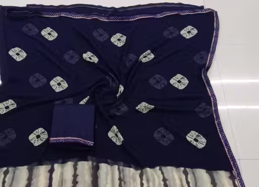 Latest Pure Geograte Saree With Sibori Printed , Trendy Georgette Saree For Women , Low Budget Saree , With Blouse Saree , Soft Geograte , Best Choice Indian People - Image 4