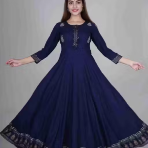 Avi fashions rayon printed ambrodary anarkali gown