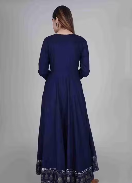 Avi fashions rayon printed ambrodary anarkali gown - Image 2