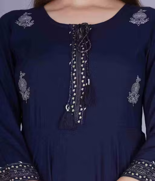Avi fashions rayon printed ambrodary anarkali gown - Image 4