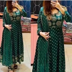 Anarkali Dupatta Set" Women's Printed "Anarkali Kurti" & Pant Dupatta Set