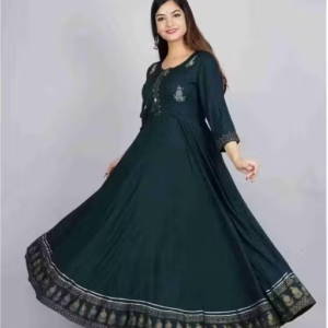 Avi fashions rayon printed ambrodary anarkali gown