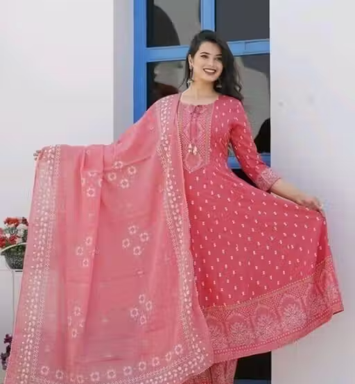 Printed Rayon Kurta Set for Women