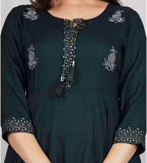 Avi fashions rayon printed ambrodary anarkali gown - Image 4