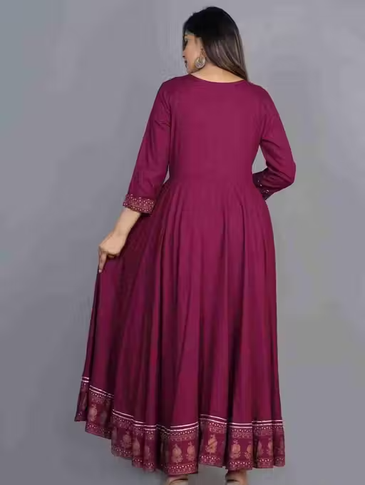 Avi fashions rayon printed ambrodary anarkali gown - Image 4