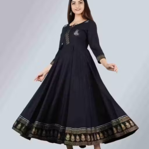 Avi fashions rayon printed ambrodary anarkali gown