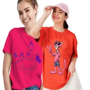 Graphic Print Women Round Neck T-Shirt (Pack of 2)