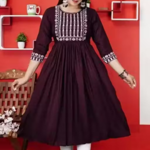 New Embroidery Gaithering Anarkali kurta