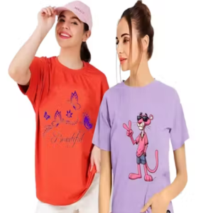 Graphic Print Women Round Neck T-Shirt (Pack of 2)