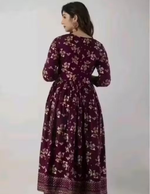 Maroon patta anarkali winter dress women dress new product anarkali kurti kurta set colour - Image 3
