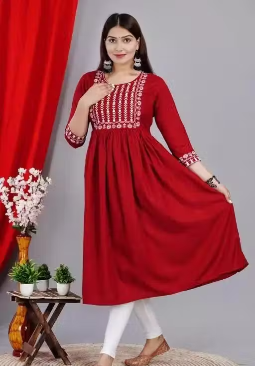 rayon kurti embroidery straight - Image 2