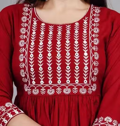 rayon kurti embroidery straight - Image 3
