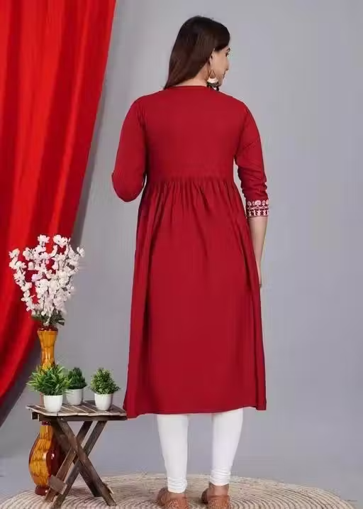 rayon kurti embroidery straight - Image 4