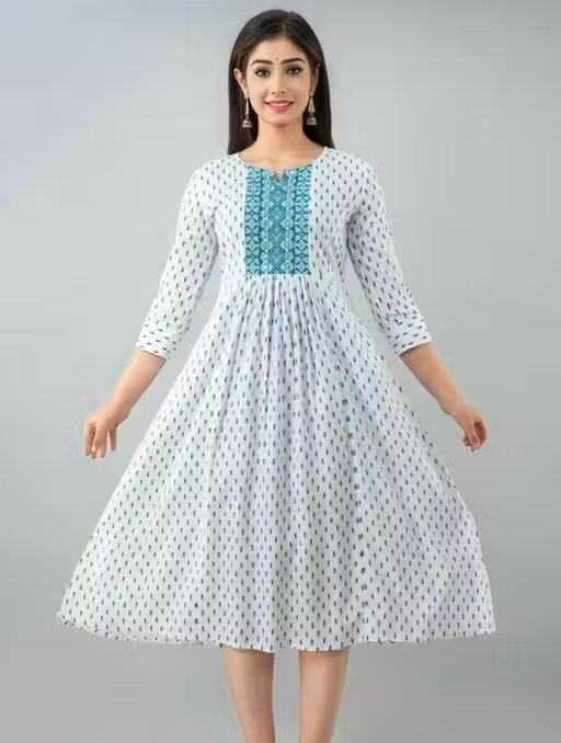 Trendy Printed Embroidery Kurti - Image 2