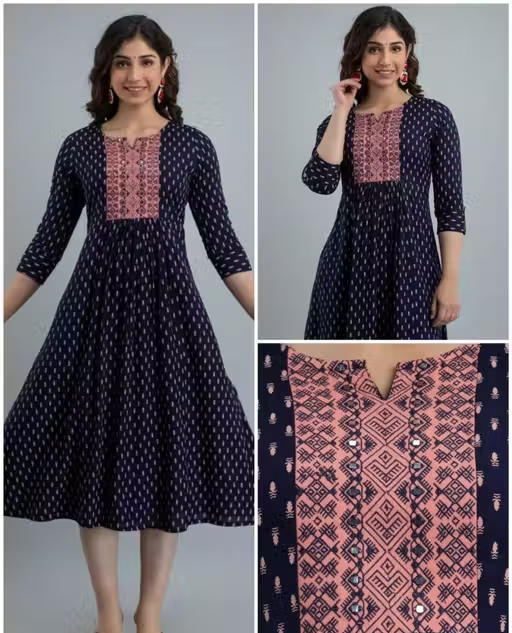 Trendy Printed Embroidery Kurti