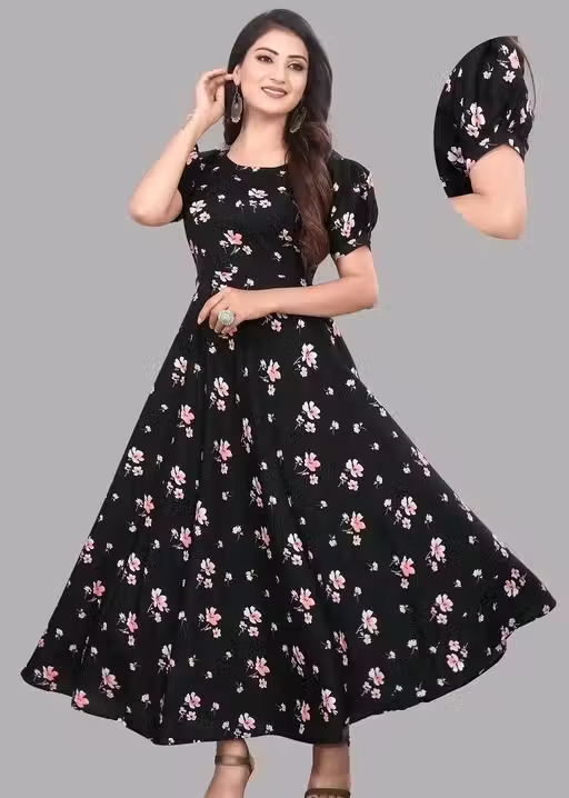 Polyster/Crepe fabric-Kurti Aanarkali And Dressh