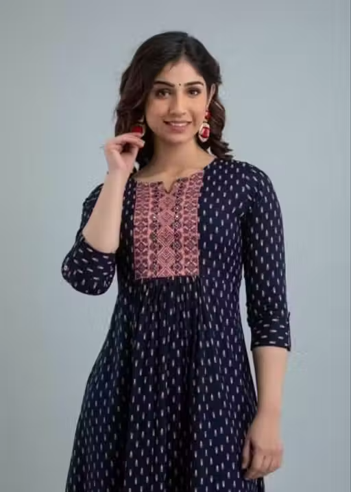 Trendy Printed Embroidery Kurti - Image 2