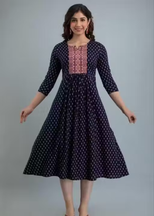 Trendy Printed Embroidery Kurti - Image 3