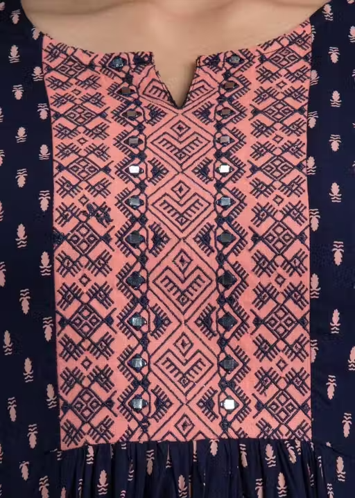 Trendy Printed Embroidery Kurti - Image 4