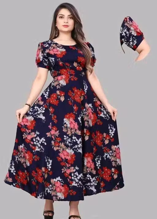 Polyster/Crepe fabric-Kurti Aanarkali And Dressh