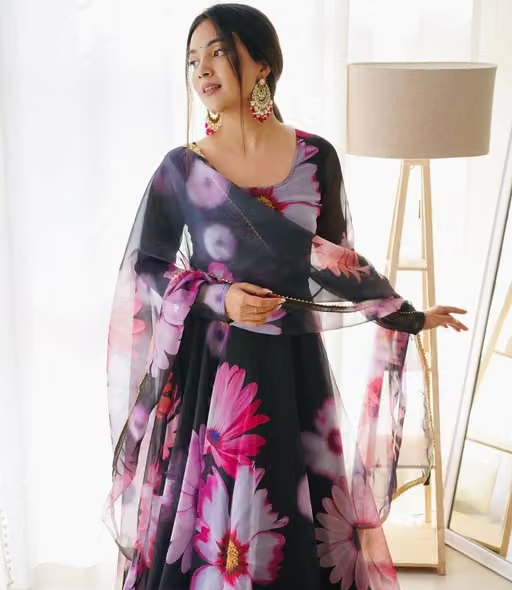 new fashion western dress for girls stylish dresses long knee length skater party wear one piece fancy latest frock ladies women simple readymade trendy a line designer latest flare and fit traditional formal bodycon floral flared ethinic wedding full long printed gown with dupatta Nobottamwear - Image 3